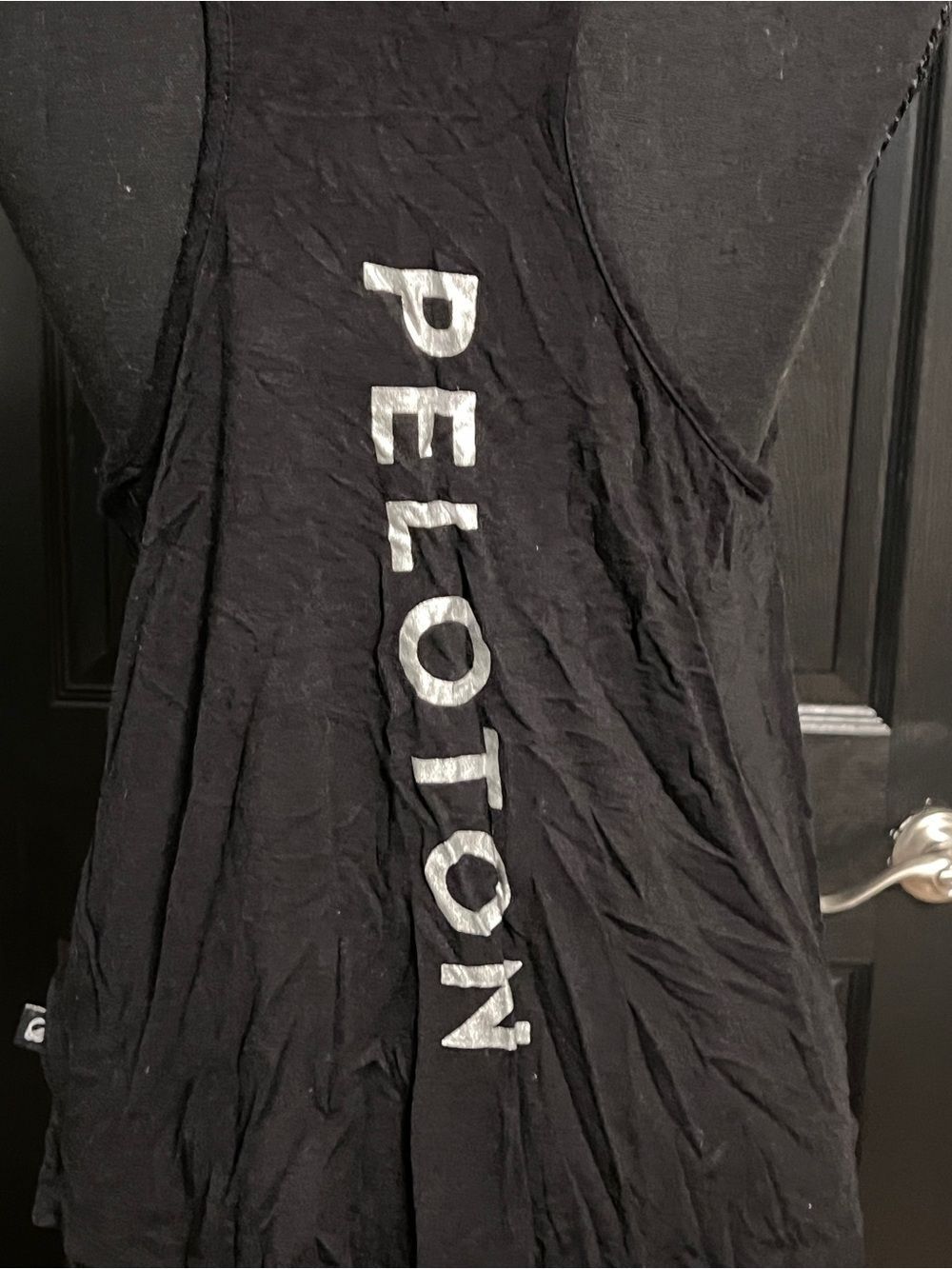 Peloton Black Tank with Vertical White Logo